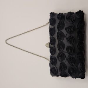 Alexia Crawford Black Rose Fabric Over Hard Plastic Clutch